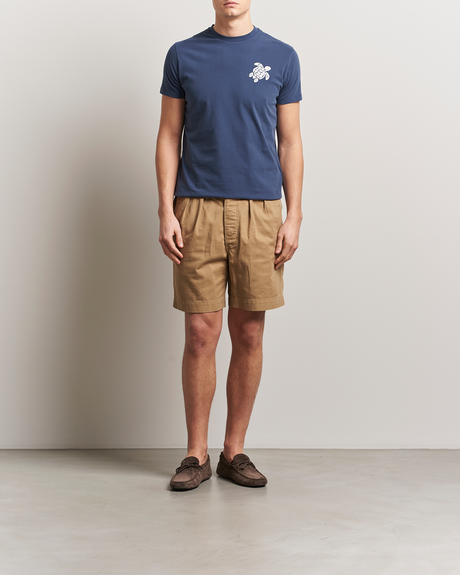 Herre | T-Shirts | Vilebrequin | Turtle Embroidery Crew Neck T-Shirt Bleu Marine
