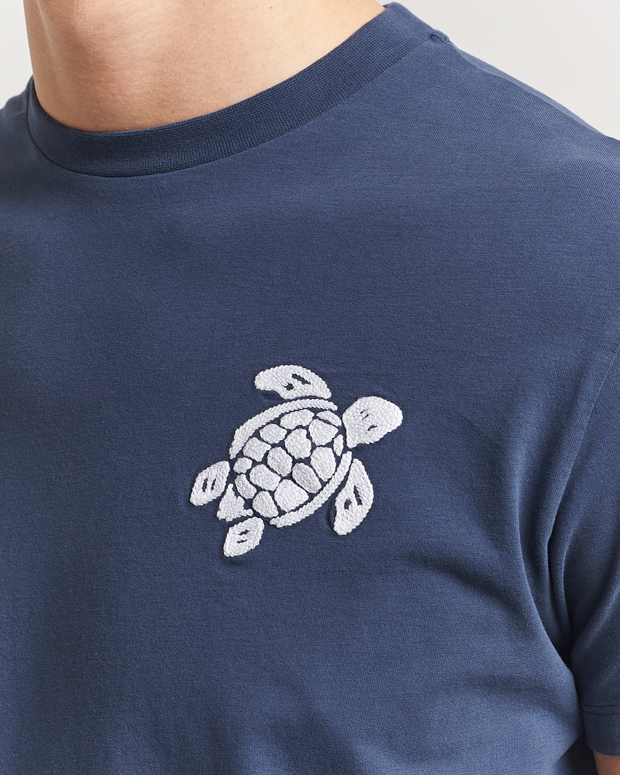 Herre | T-Shirts | Vilebrequin | Turtle Embroidery Crew Neck T-Shirt Bleu Marine