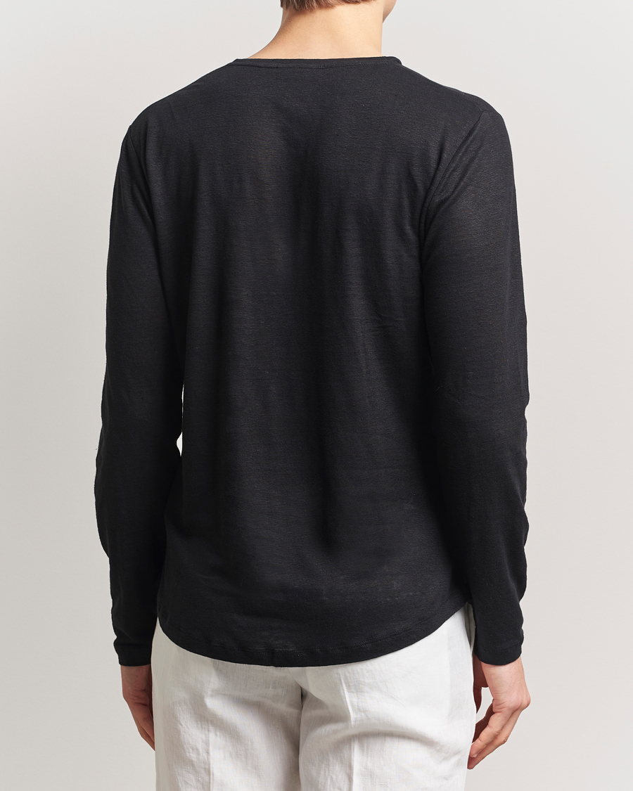 Herre | T-Shirts | Orlebar Brown | Long Sleeve Linen T-Shirt Black