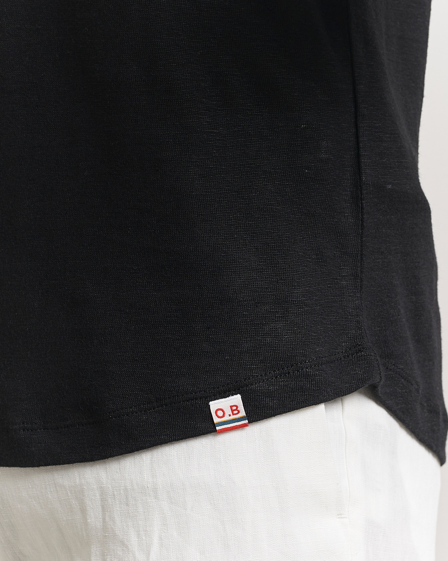 Herre | T-Shirts | Orlebar Brown | Long Sleeve Linen T-Shirt Black