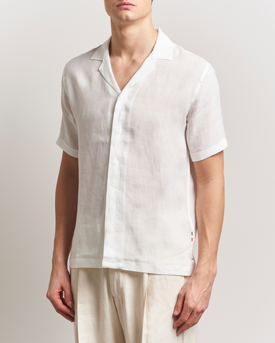 Herre | Skjorter | Orlebar Brown | Maitan II Short Sleeve Linen Shirt White