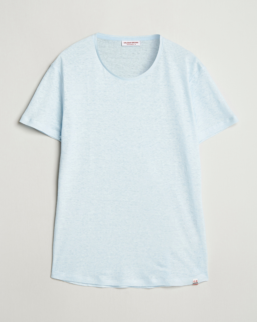Herre | T-Shirts | Orlebar Brown | OB Linen T-Shirt Springwater Blue
