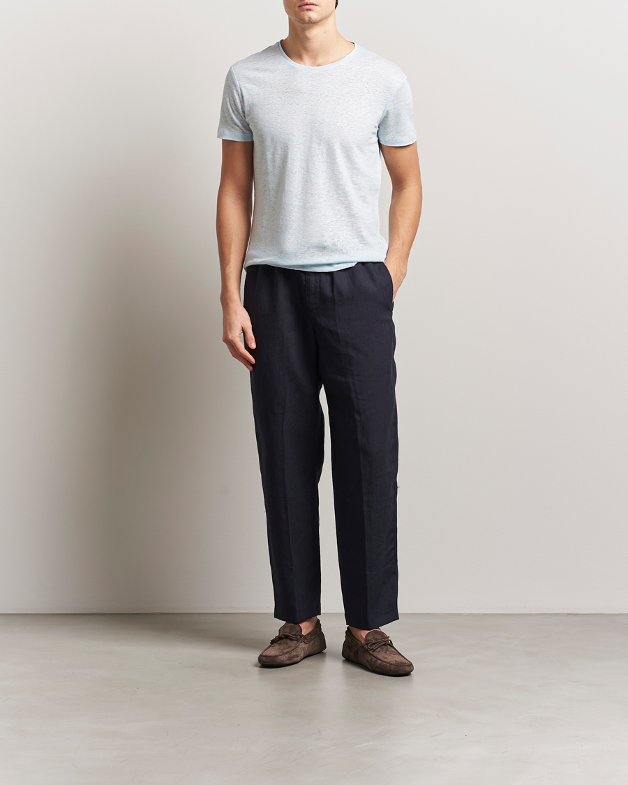 Herre | T-Shirts | Orlebar Brown | OB Linen T-Shirt Springwater Blue