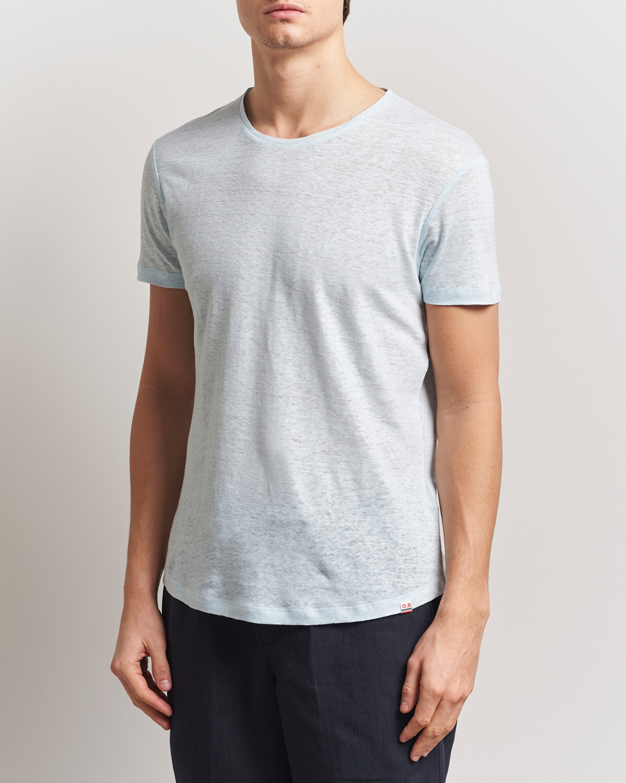 Herre | T-Shirts | Orlebar Brown | OB Linen T-Shirt Springwater Blue