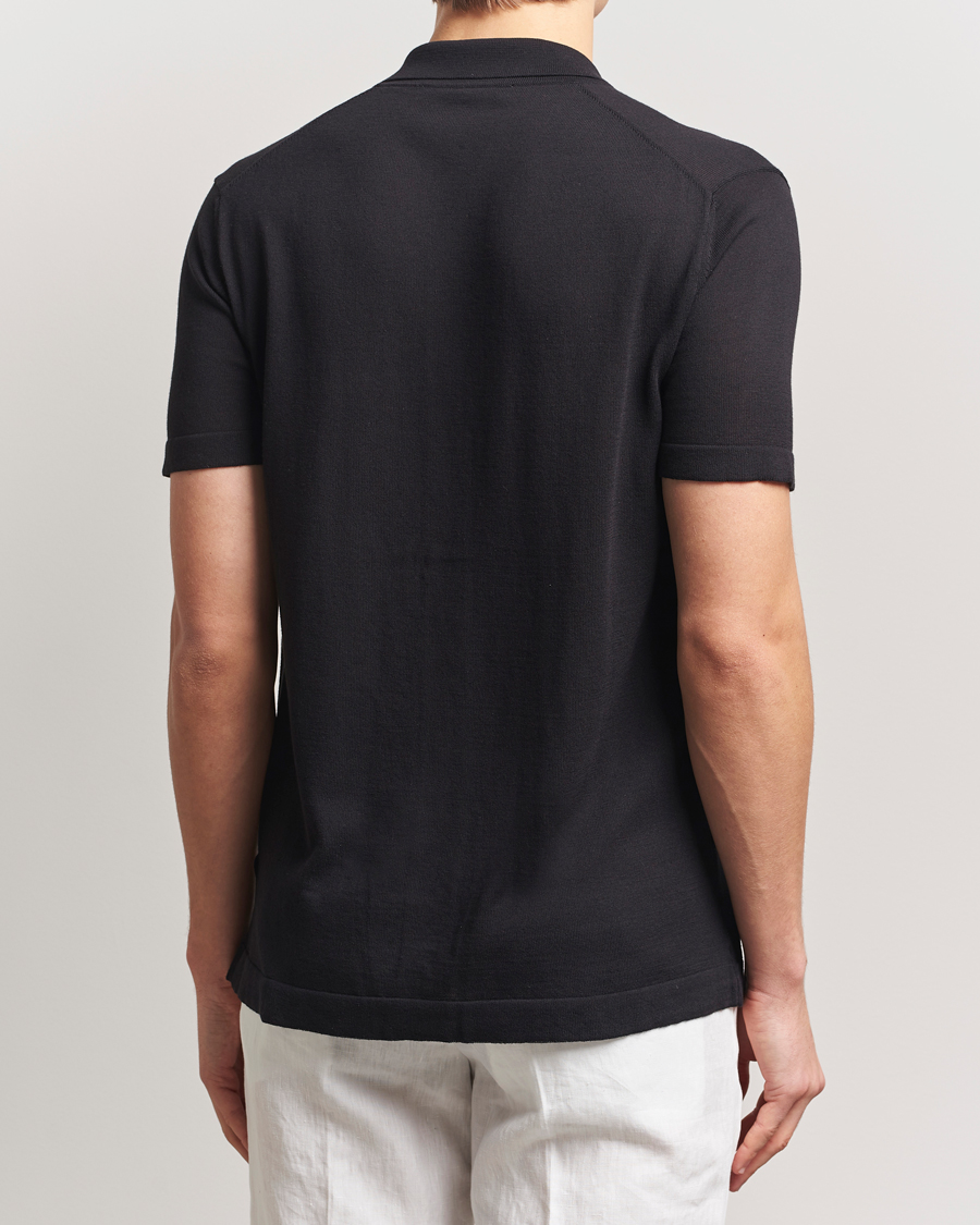 Herre | Skjorter | Orlebar Brown | Keeling Silk/Cotton Knitted Shirt Black/White Sand