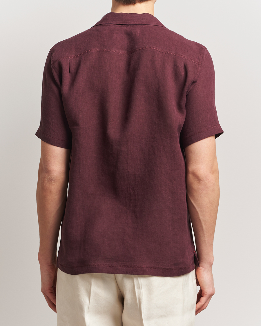 Herre | Skjorter | Orlebar Brown | Maitan II Short Sleeve Linen Shirt Damson