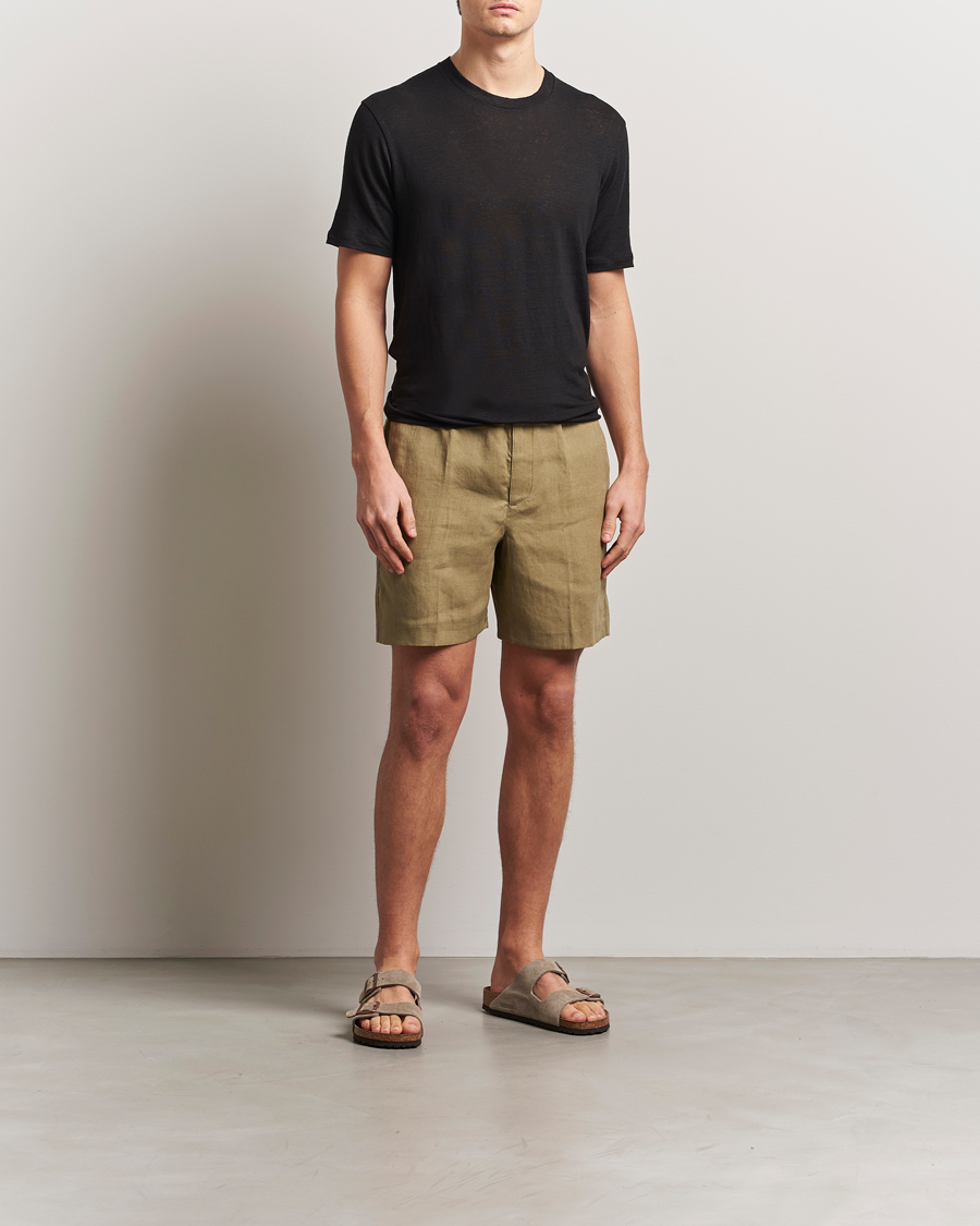 Herre | T-Shirts | Orlebar Brown | Standard Linen T-Shirt Black