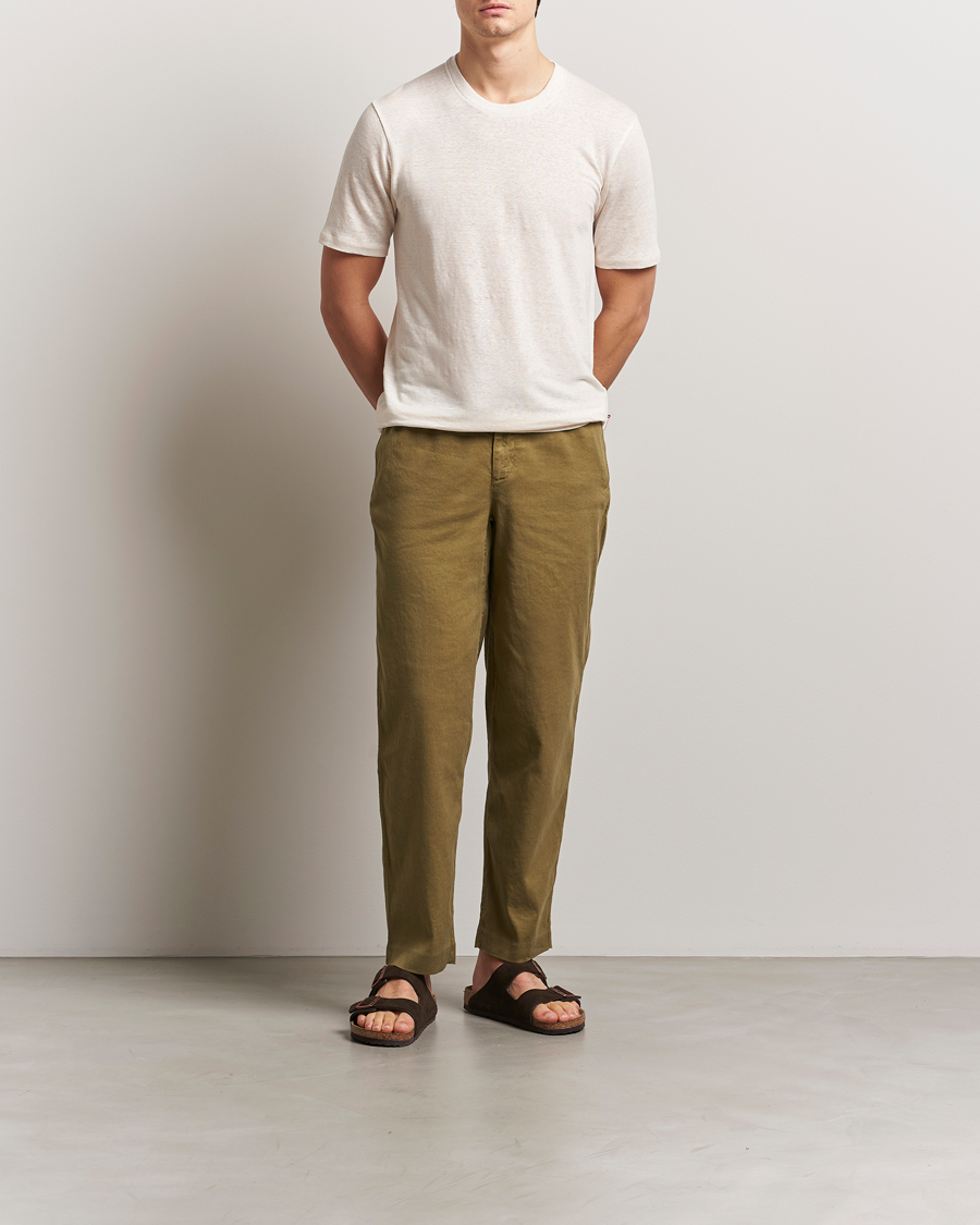 Herre | T-Shirts | Orlebar Brown | Standard Linen T-Shirt Latte