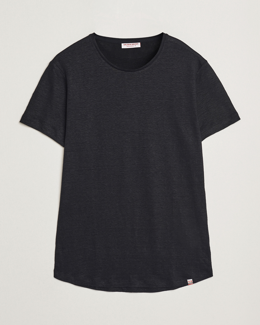 Herre | T-Shirts | Orlebar Brown | Linen T-Shirt Black