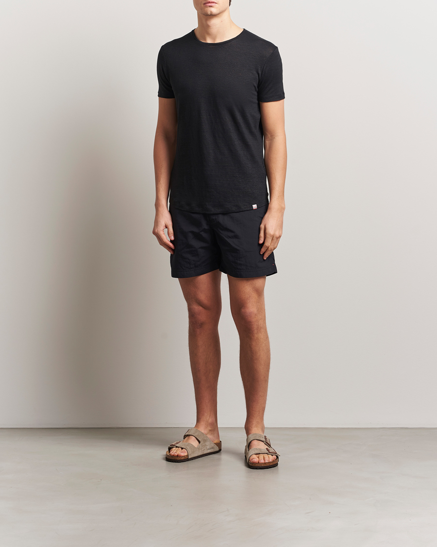 Herre | T-Shirts | Orlebar Brown | Linen T-Shirt Black