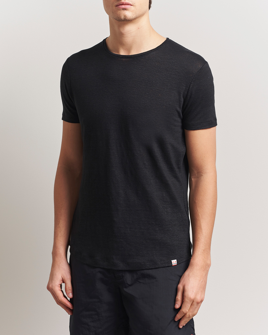 Herre | T-Shirts | Orlebar Brown | Linen T-Shirt Black