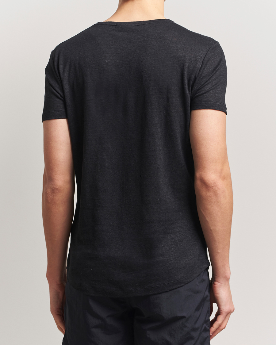 Herre | T-Shirts | Orlebar Brown | Linen T-Shirt Black