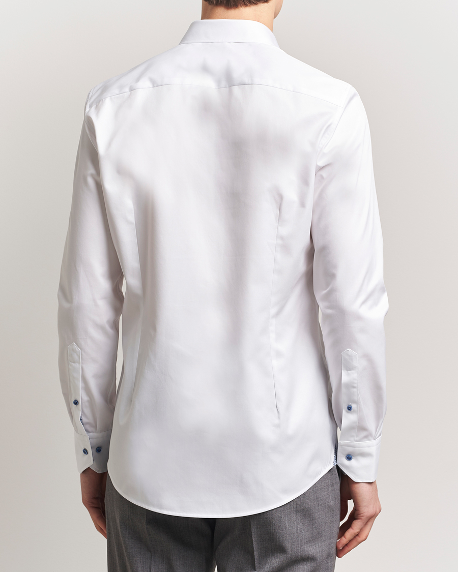 Herre | Skjorter | Stenströms | Silmline Contrast Cotton Twill Shirt White