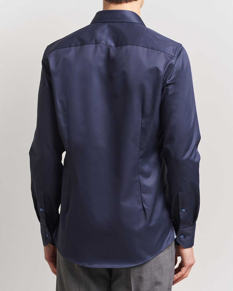 Herre | Skjorter | Stenströms | Silmline Contrast Cotton Twill Shirt Navy