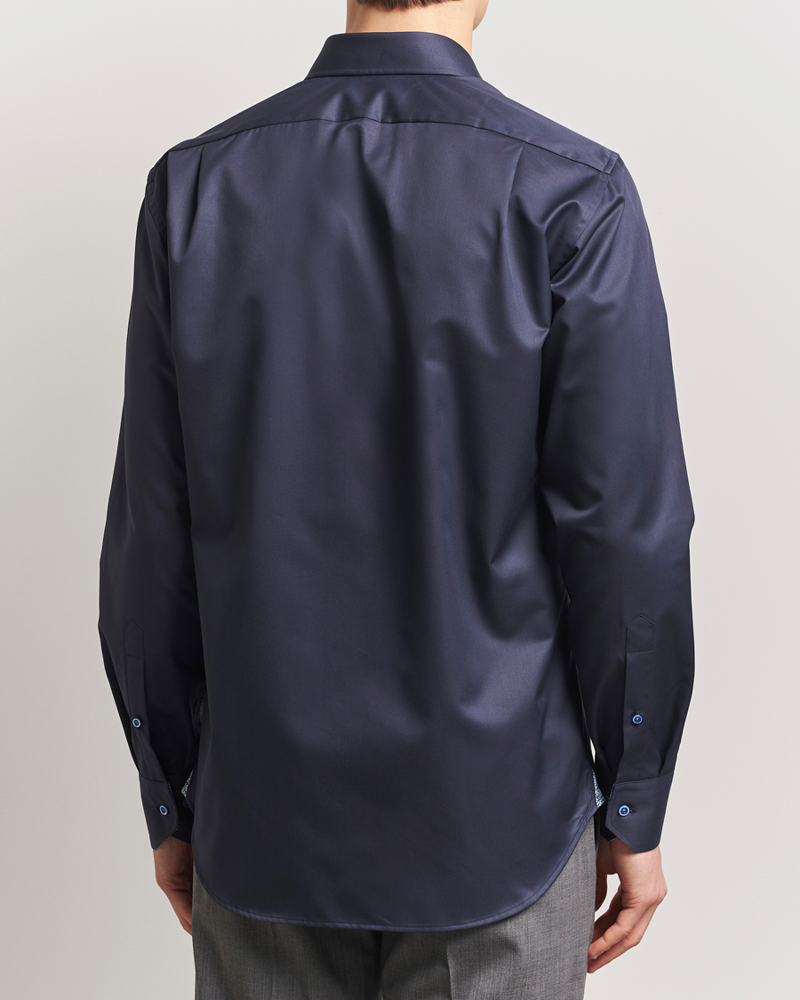 Herre | Skjorter | Stenströms | Fitted Body Contrast Cotton Twill Shirt Navy
