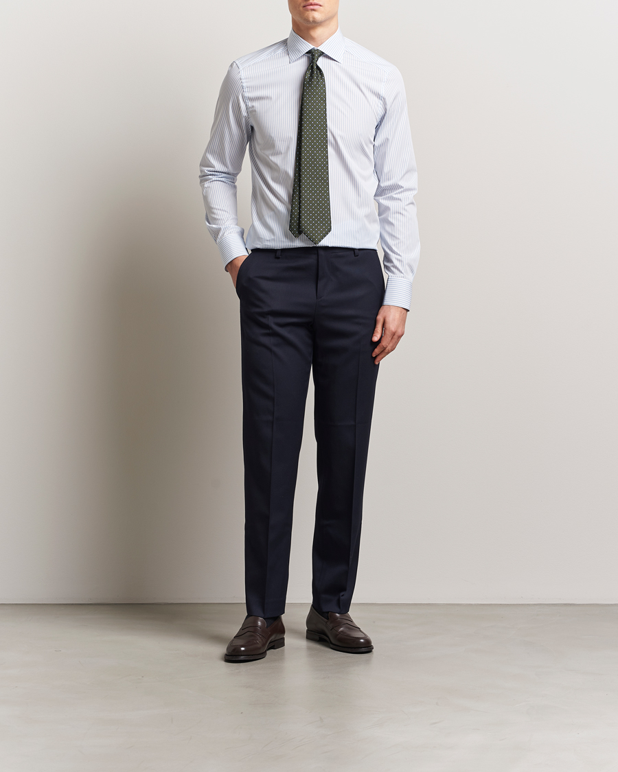Herre | Skjorter | Stenströms | Slimline Striped Poplin Shirt White/Blue