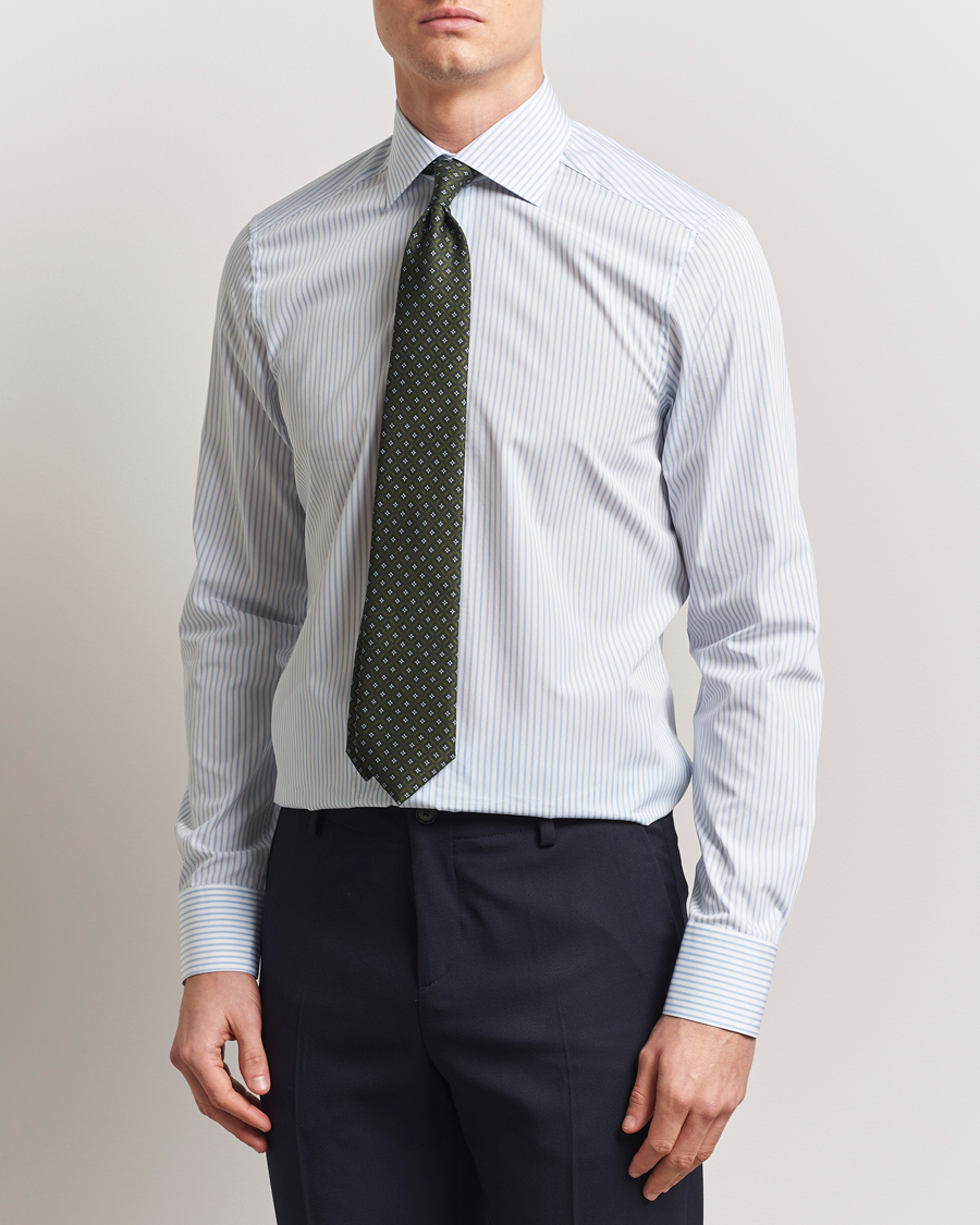 Herre | Skjorter | Stenströms | Slimline Striped Poplin Shirt White/Blue