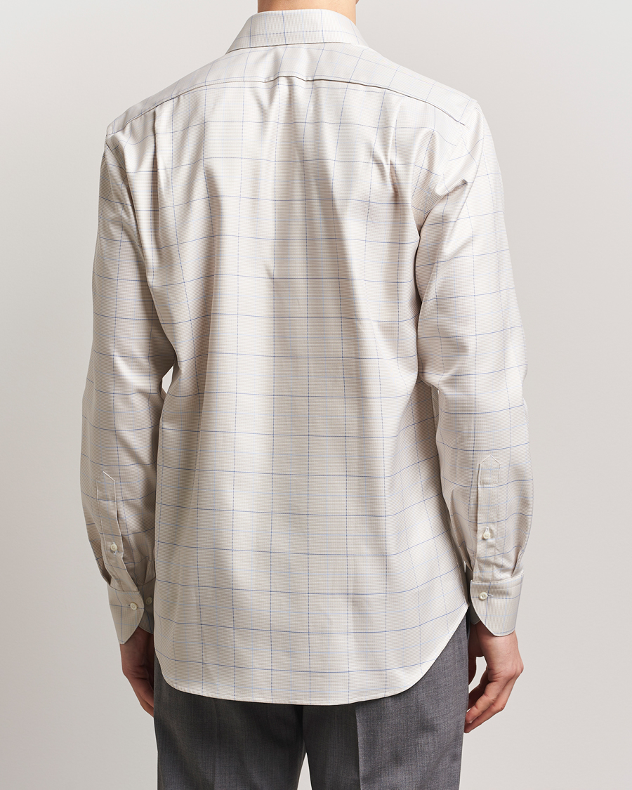 Herre | Skjorter | Stenströms | Fitted Body Checked Houndstooth Shirt Taupe