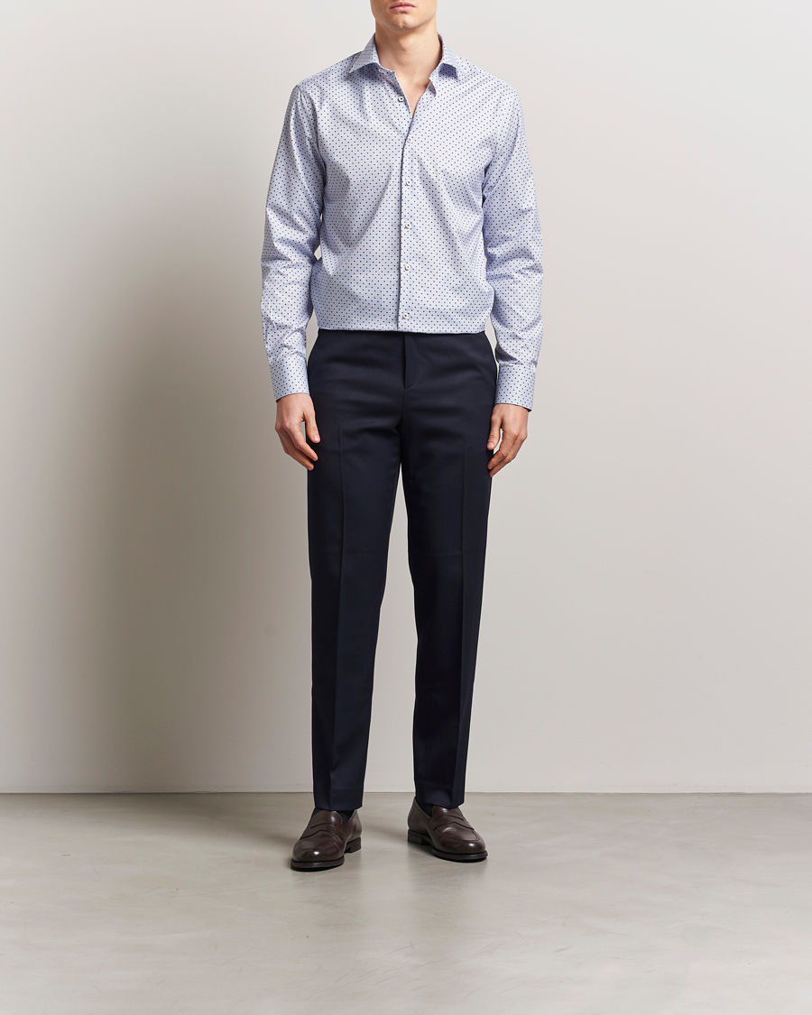 Herre | Skjorter | Stenströms | Fitted Body Printed Cut Away Shirt Blue