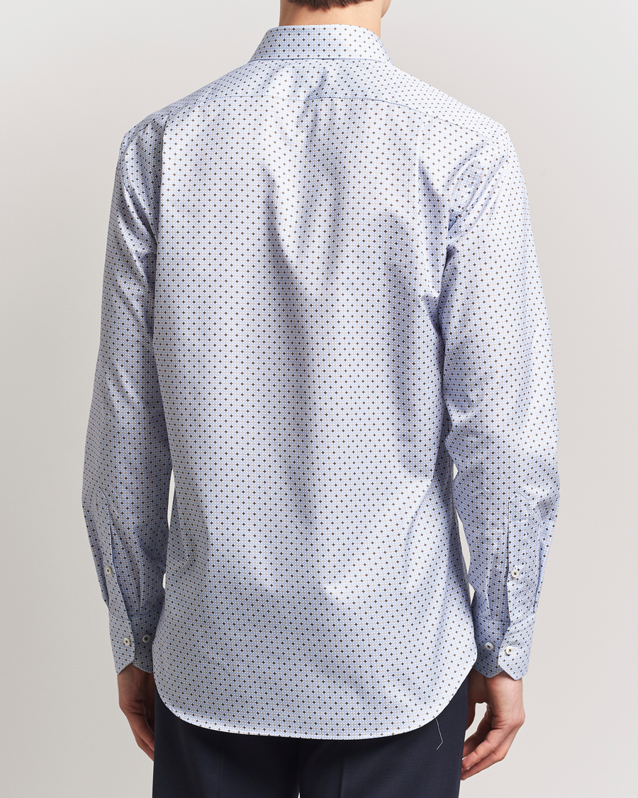 Herre | Skjorter | Stenströms | Fitted Body Printed Cut Away Shirt Blue