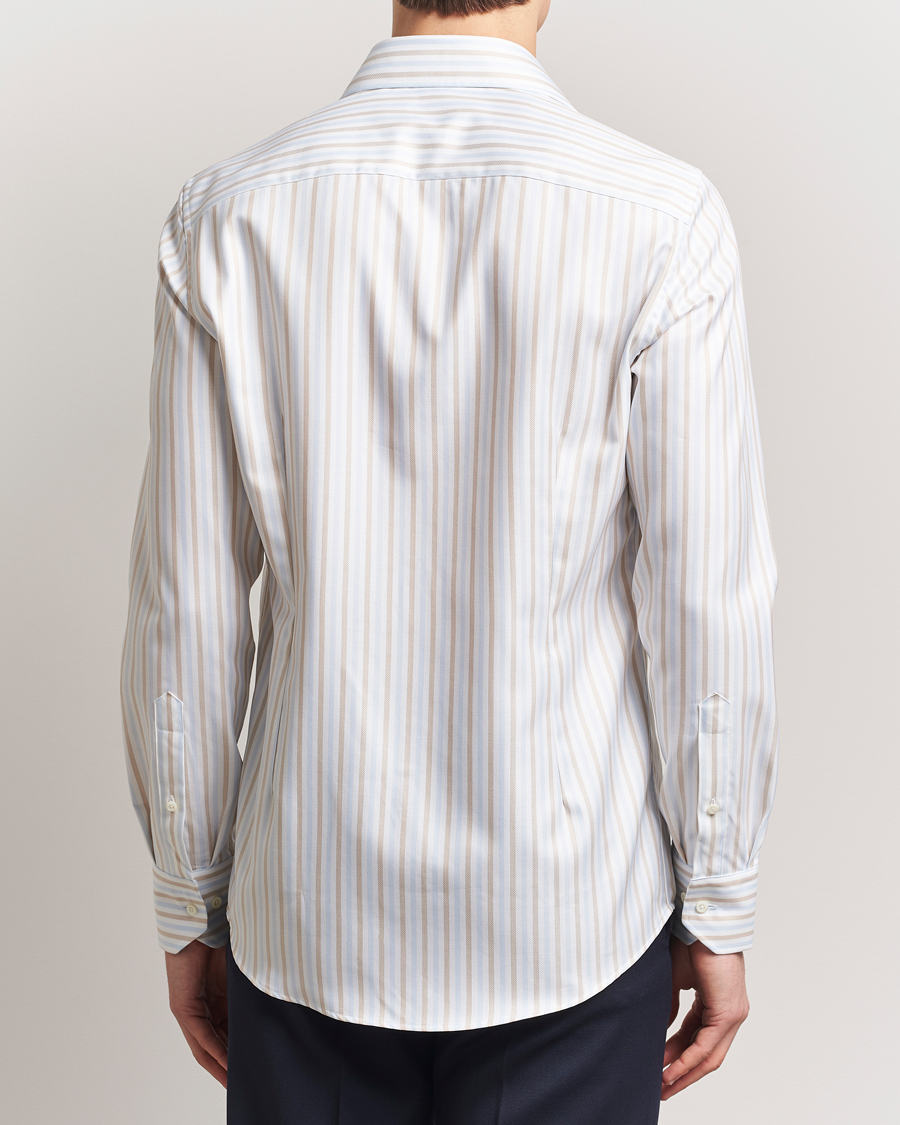 Herre | Skjorter | Stenströms | Slimline Multi Striped Twill Shirt Blue/Beige