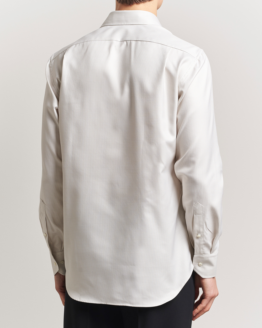 Herre | Skjorter | Stenströms | Fitted Body Small Houndstooth Shirt Beige