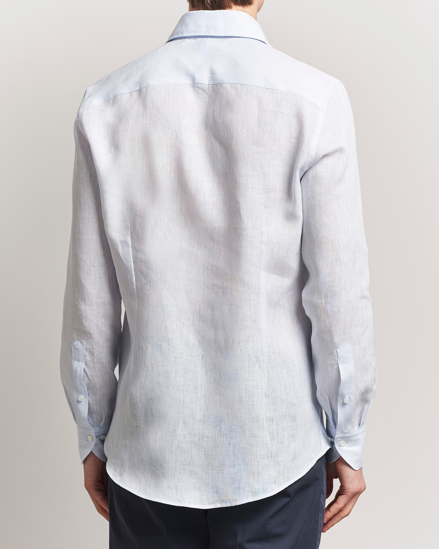 Herre | Skjorter | Stenströms | 1899 Slimline Linen One Piece Collar Shirt Blue