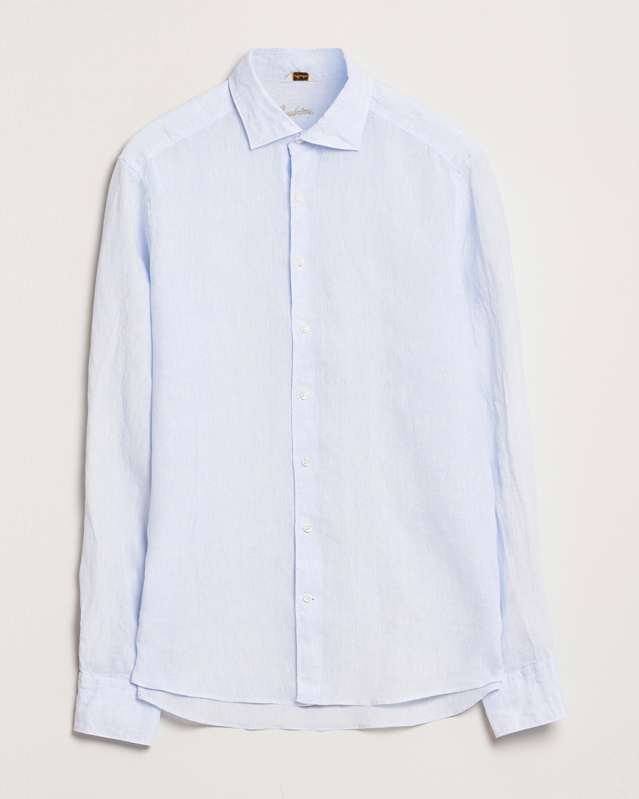 Herre | Skjorter | Stenströms | Slimline Cut Away Linen Shirt Light Blue