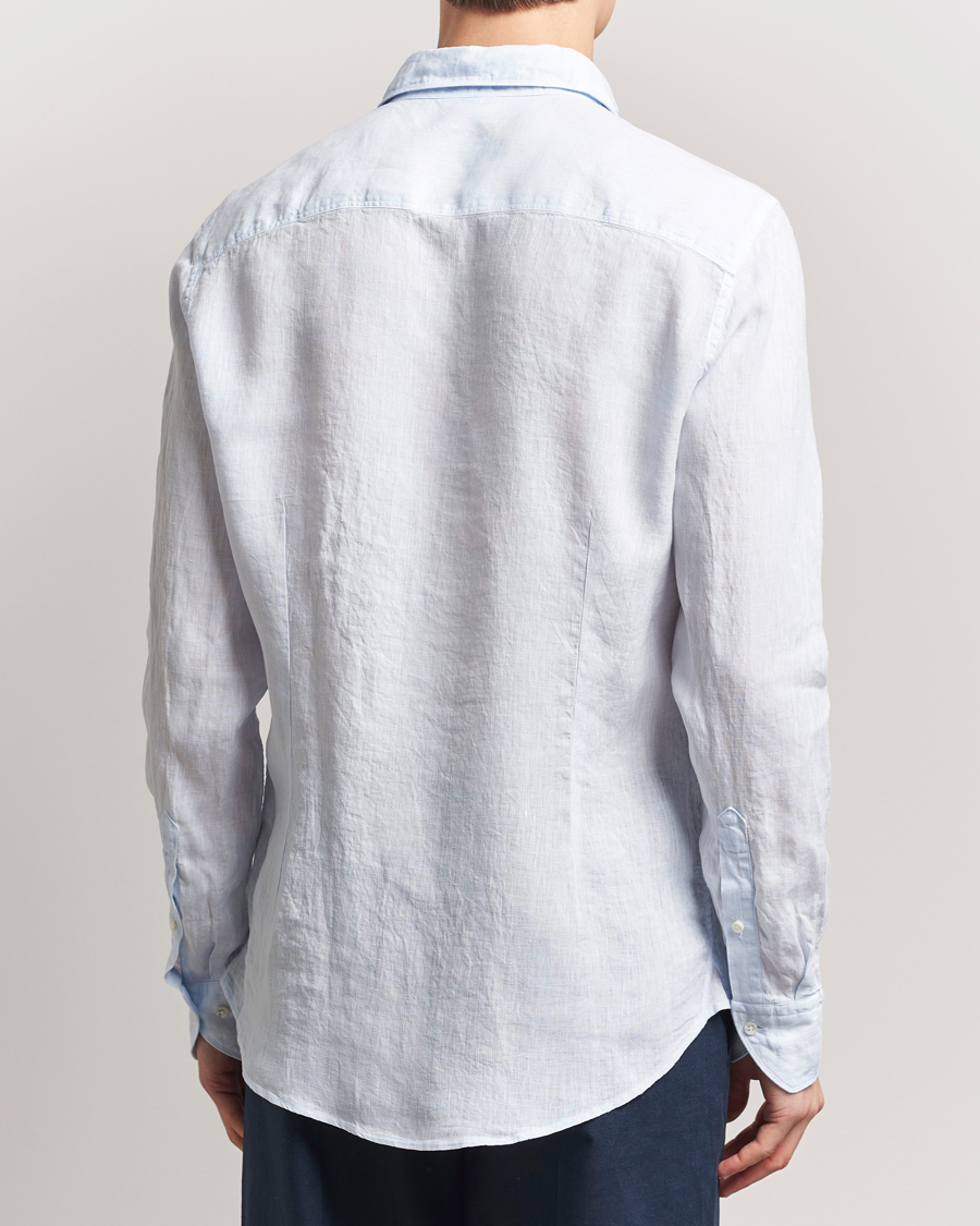 Herre | Skjorter | Stenströms | Slimline Cut Away Linen Shirt Light Blue