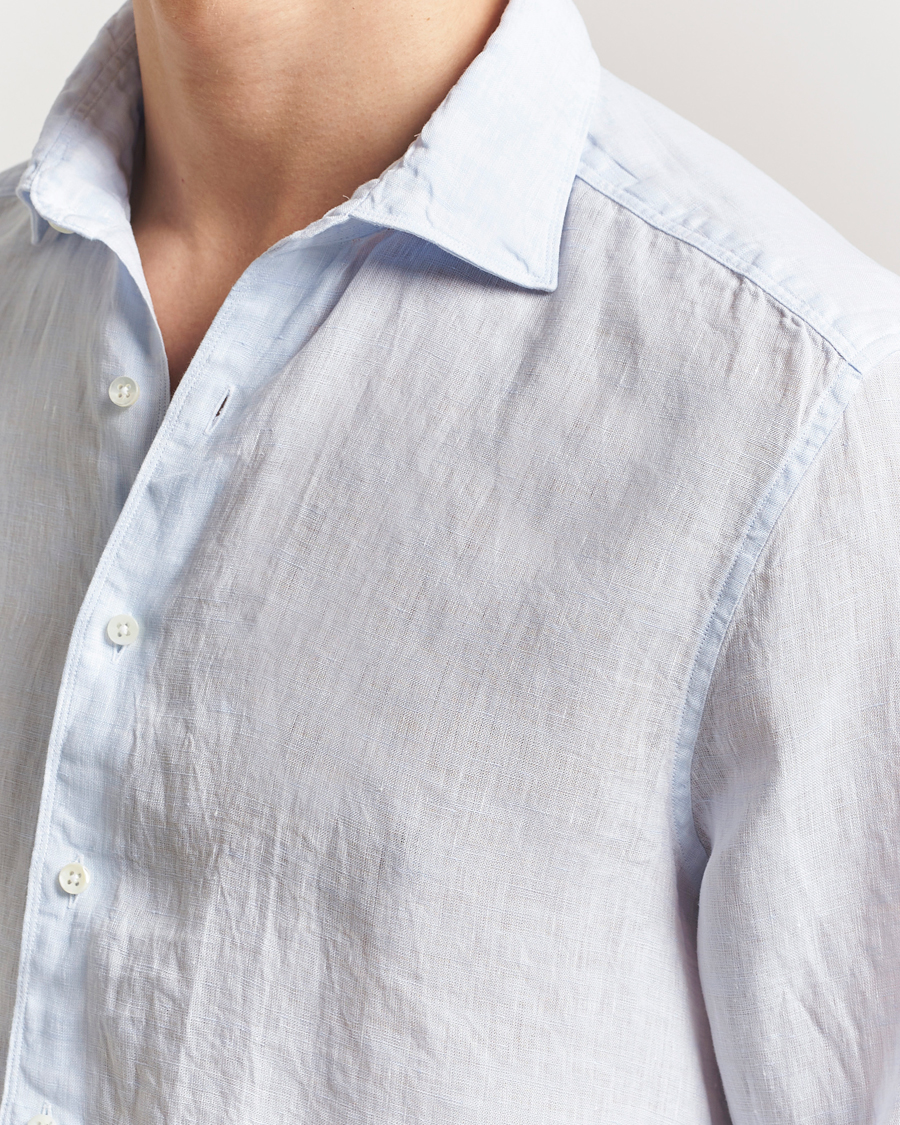 Herre | Skjorter | Stenströms | Slimline Cut Away Linen Shirt Light Blue
