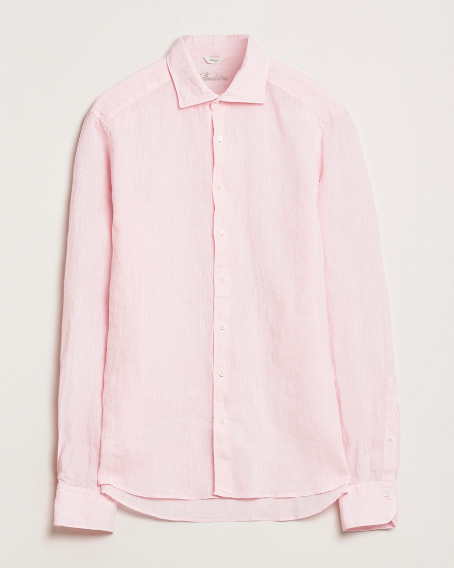 Herre | Skjorter | Stenströms | Slimline Cut Away Linen Shirt Soft Pink