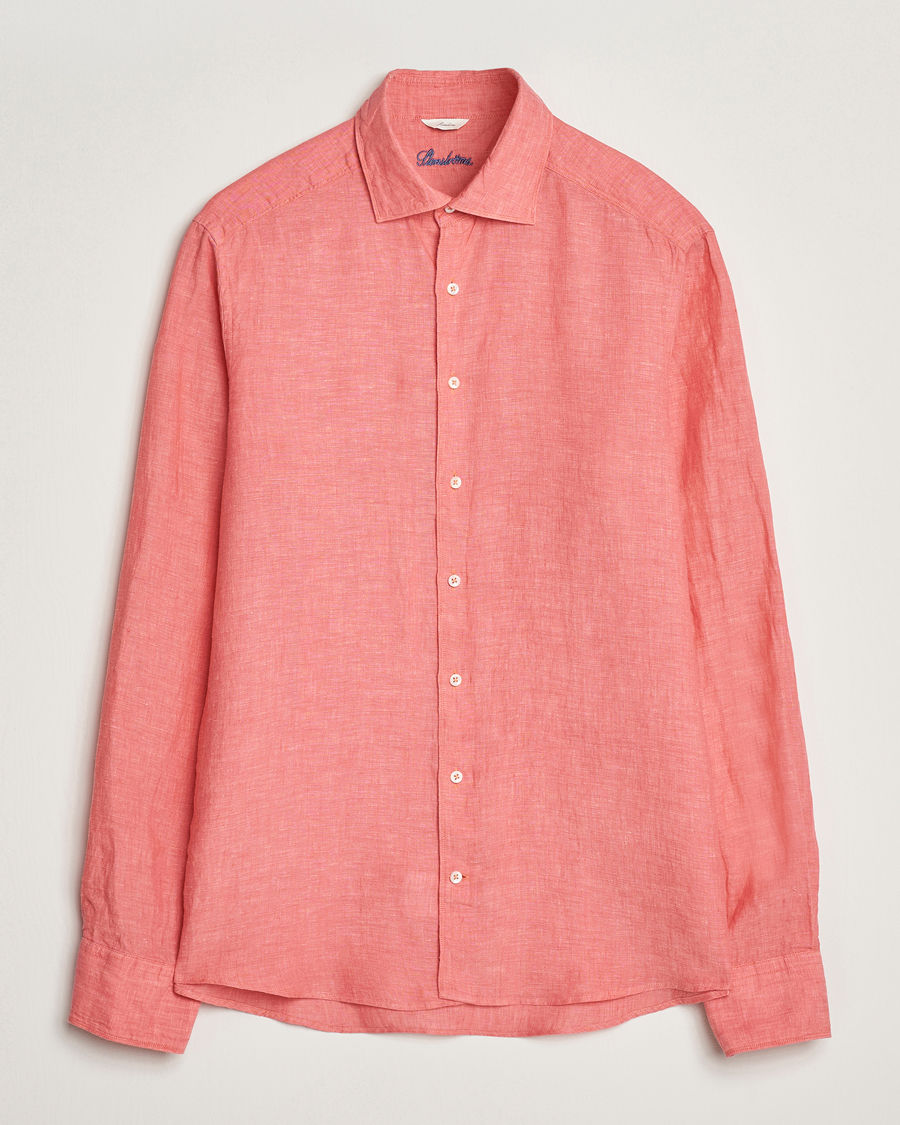 Herre | Skjorter | Stenströms | Slimline Cut Away Linen Shirt Rasberry