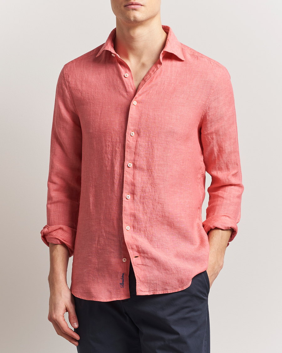 Herre | Skjorter | Stenströms | Slimline Cut Away Linen Shirt Rasberry