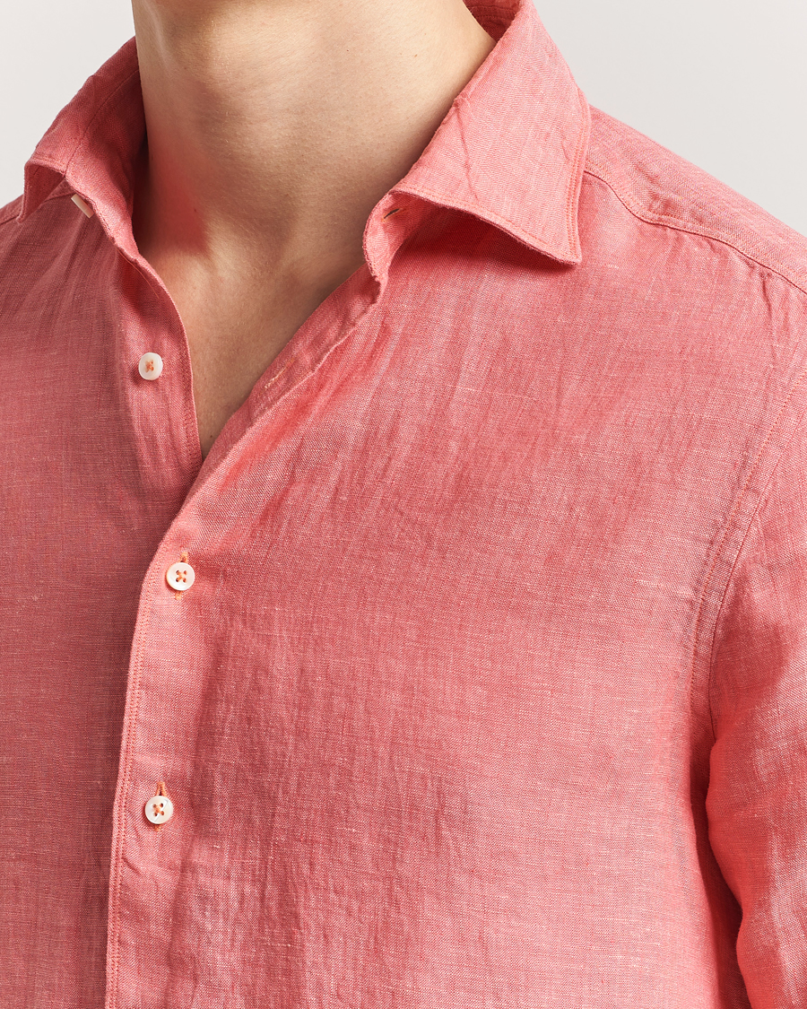 Herre | Skjorter | Stenströms | Slimline Cut Away Linen Shirt Rasberry