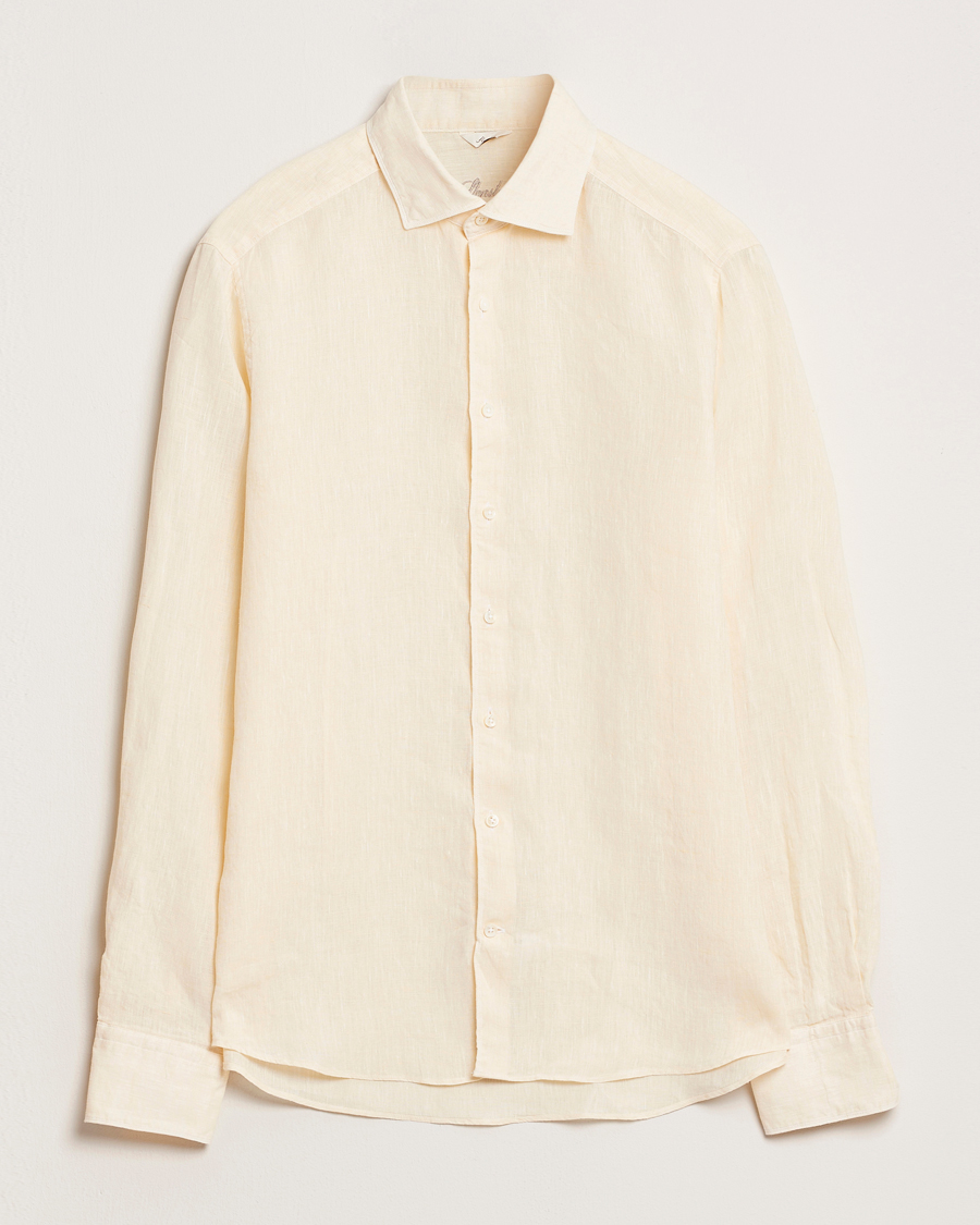 Herre | Skjorter | Stenströms | Slimline Cut Away Linen Shirt Light Yellow