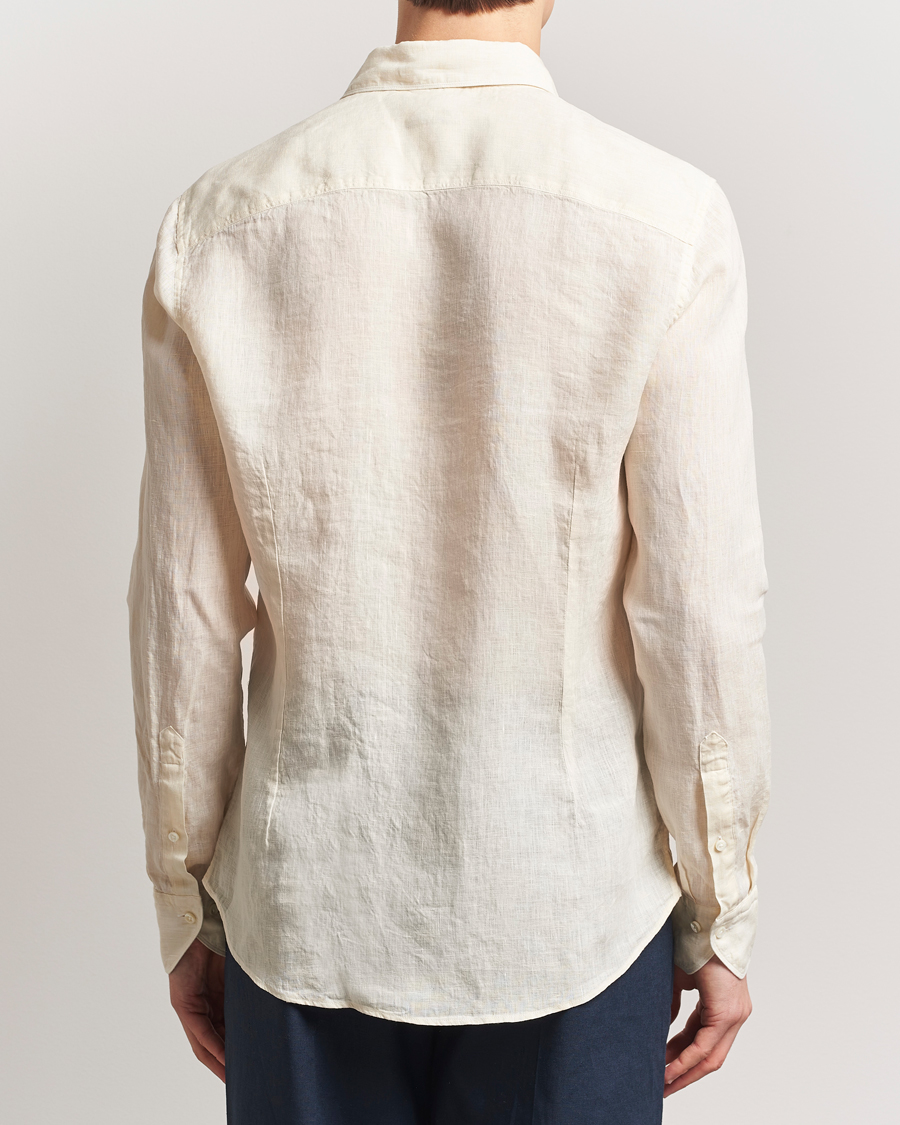 Herre | Skjorter | Stenströms | Slimline Cut Away Linen Shirt Light Yellow