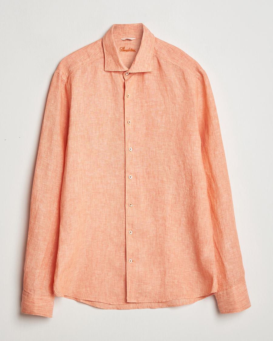 Herre | Skjorter | Stenströms | Slimline Cut Away Linen Shirt Orange