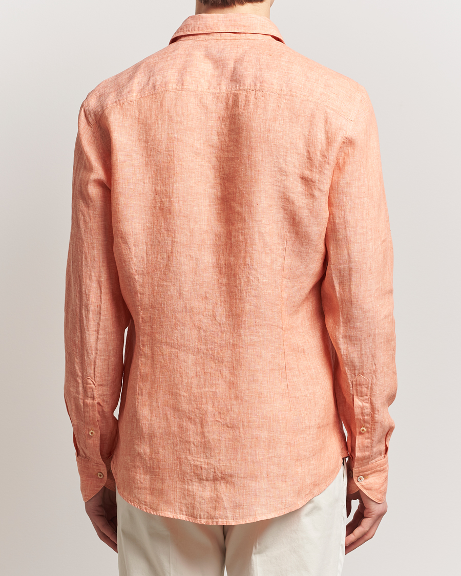 Herre | Skjorter | Stenströms | Slimline Cut Away Linen Shirt Orange