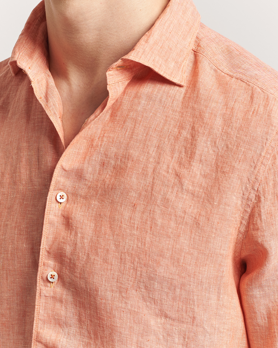 Herre | Skjorter | Stenströms | Slimline Cut Away Linen Shirt Orange