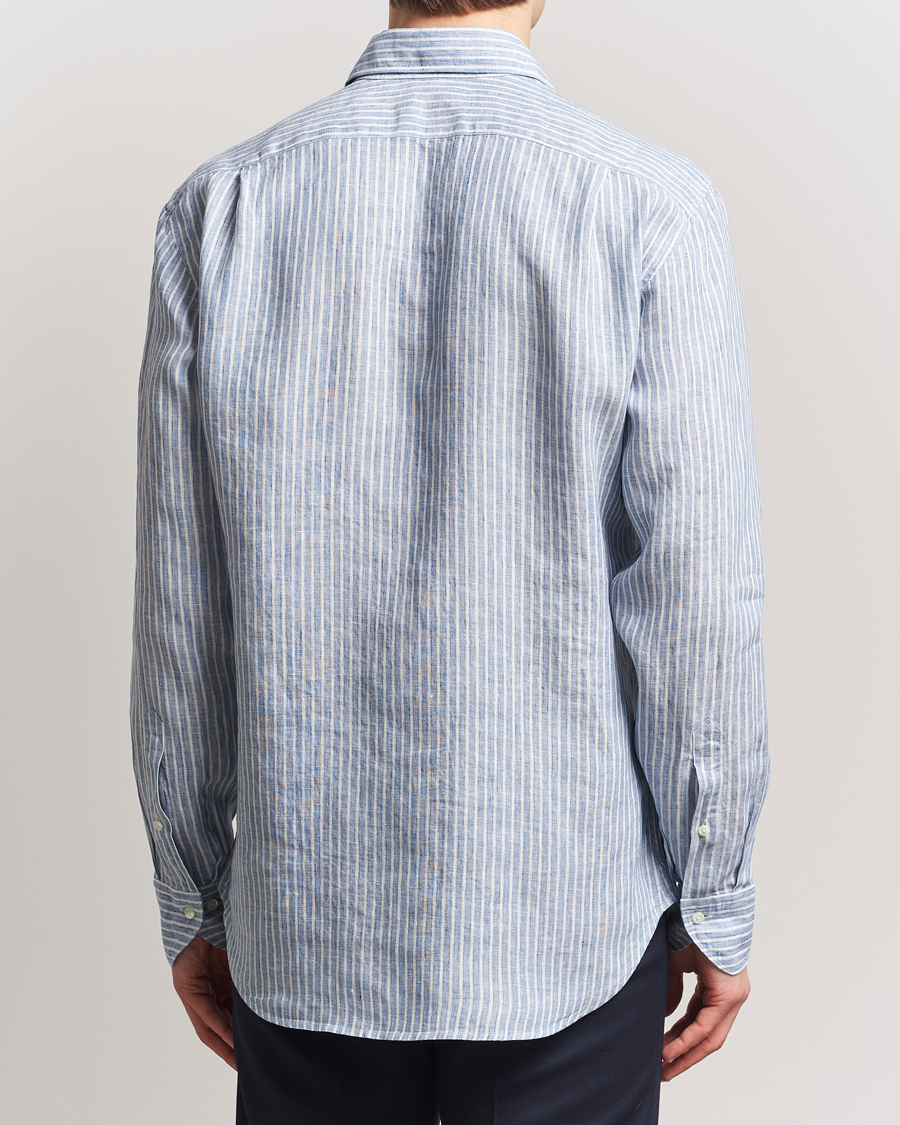 Herre | Skjorter | Stenströms | Fitted Body Striped Linen Shirt Blue