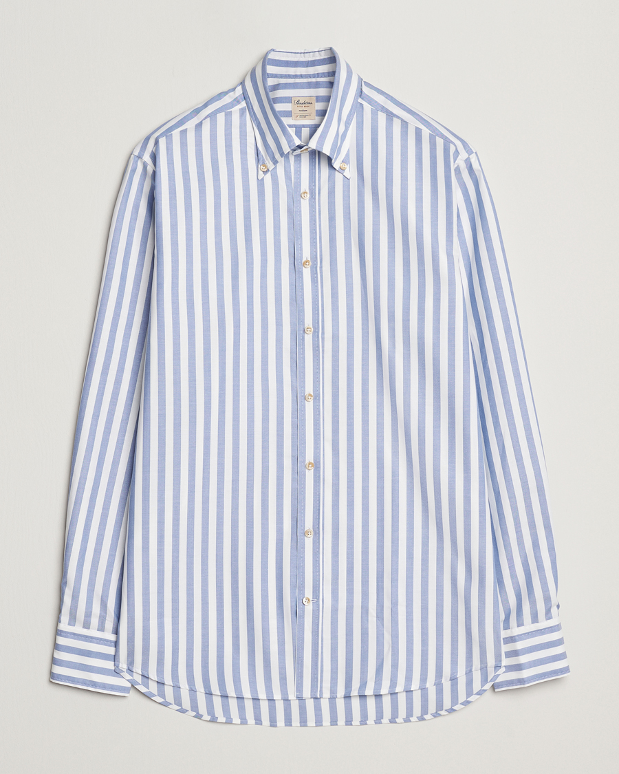 Herre | Skjorter | Stenströms | Fitted Body Wide Stripe Oxford Shirt Blue
