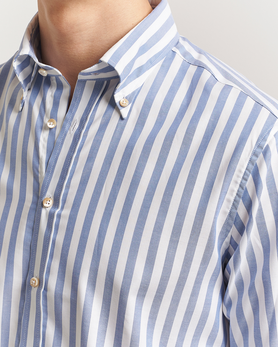 Herre | Skjorter | Stenströms | Fitted Body Wide Stripe Oxford Shirt Blue
