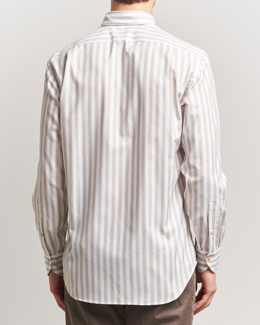Herre | Skjorter | Stenströms | Fitted Body Wide Stripe Oxford Shirt Beige