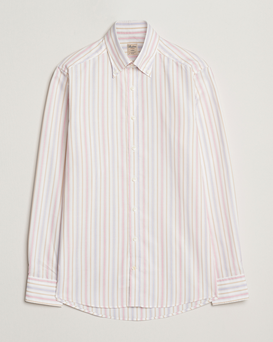 Herre | Skjorter | Stenströms | Slimline Multi Striped Oxford Shirt White