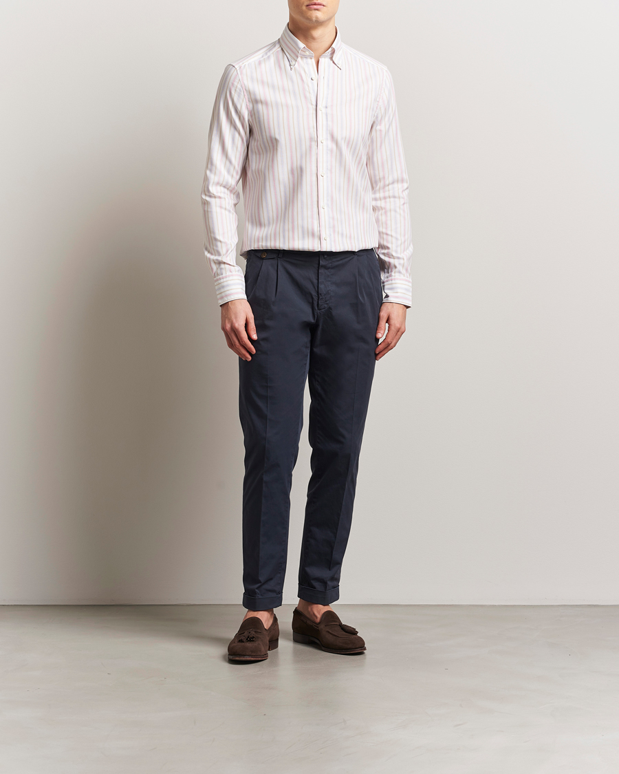 Herre | Skjorter | Stenströms | Slimline Multi Striped Oxford Shirt White