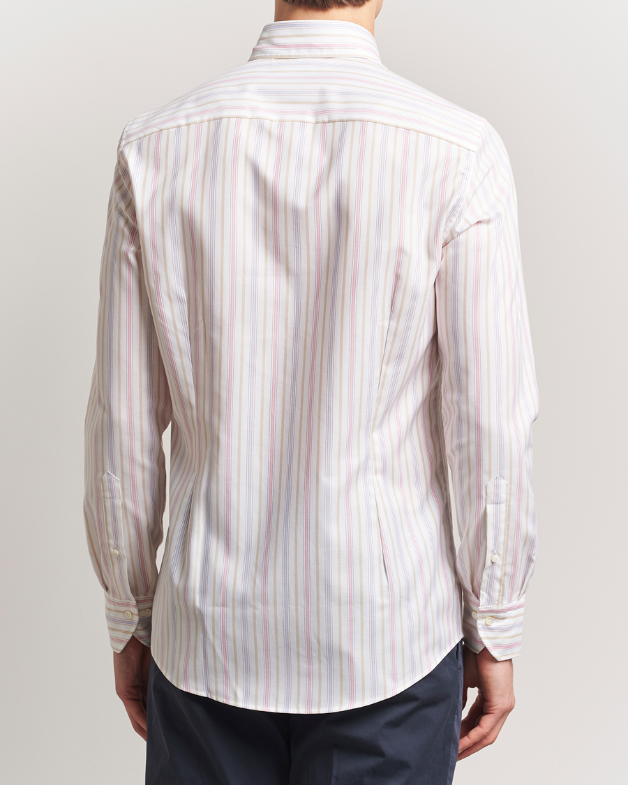 Herre | Skjorter | Stenströms | Slimline Multi Striped Oxford Shirt White