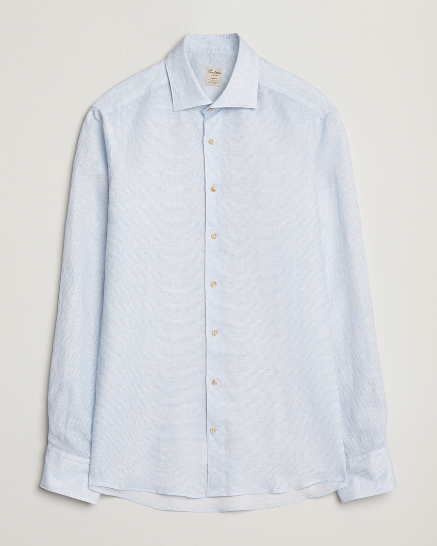 Herre | Skjorter | Stenströms | Slimline Linen/Lycell Shirt Blue