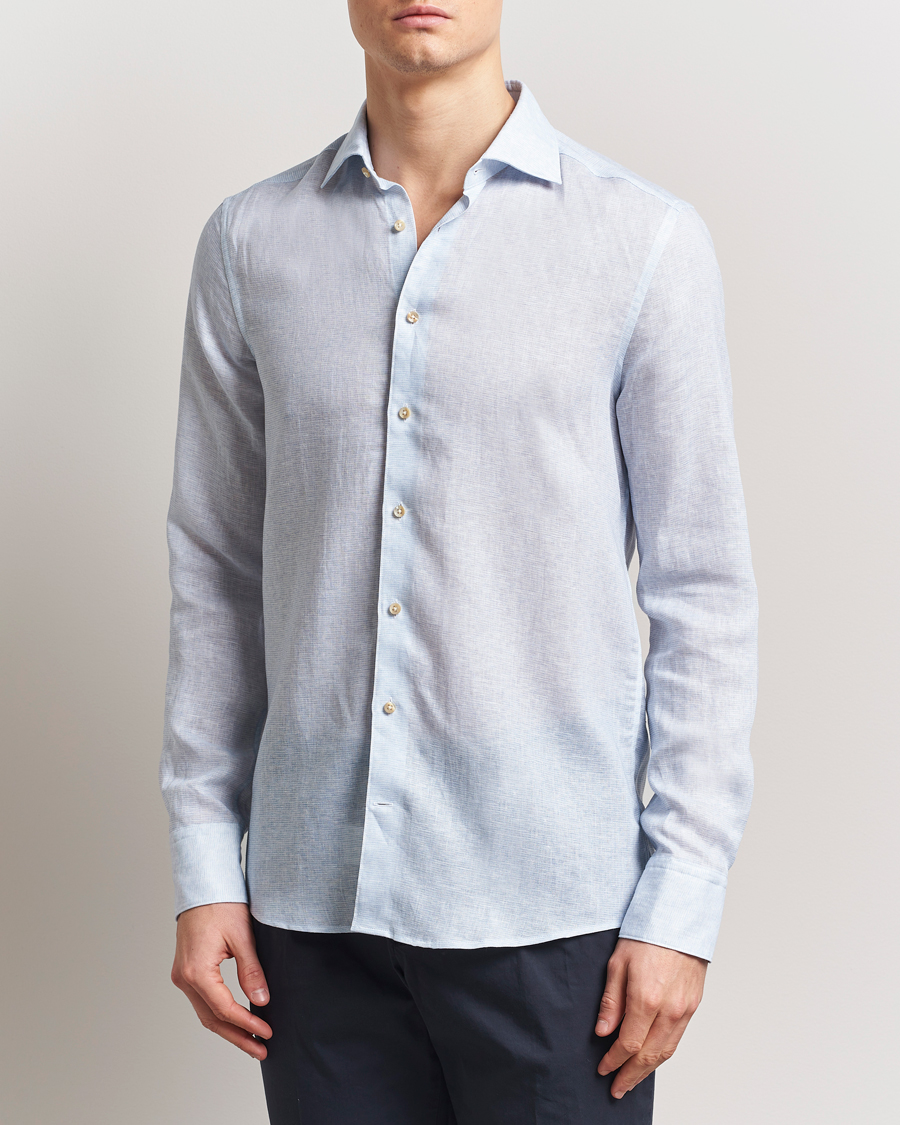 Herre | Skjorter | Stenströms | Slimline Linen/Lycell Shirt Blue