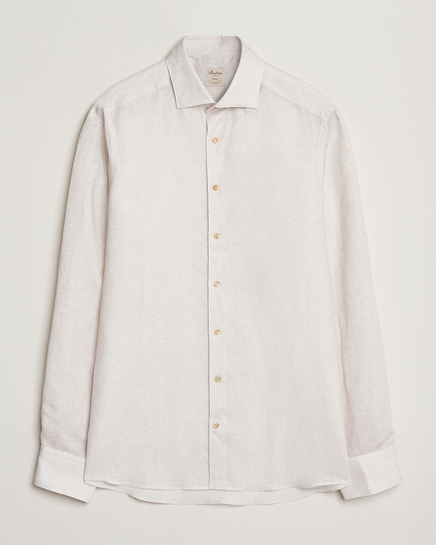 Herre | Skjorter | Stenströms | Slimline Linen/Lycell Shirt Light Grey