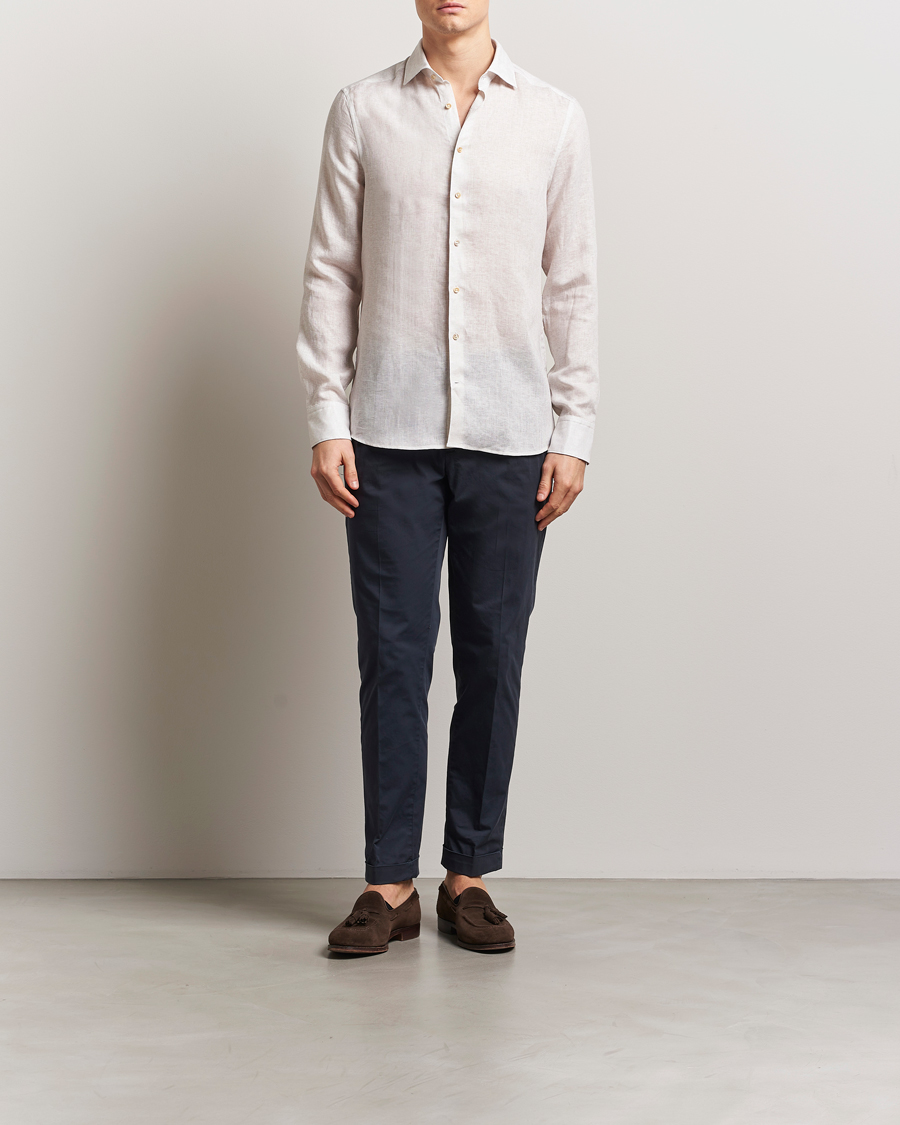 Herre | Skjorter | Stenströms | Slimline Linen/Lycell Shirt Light Grey
